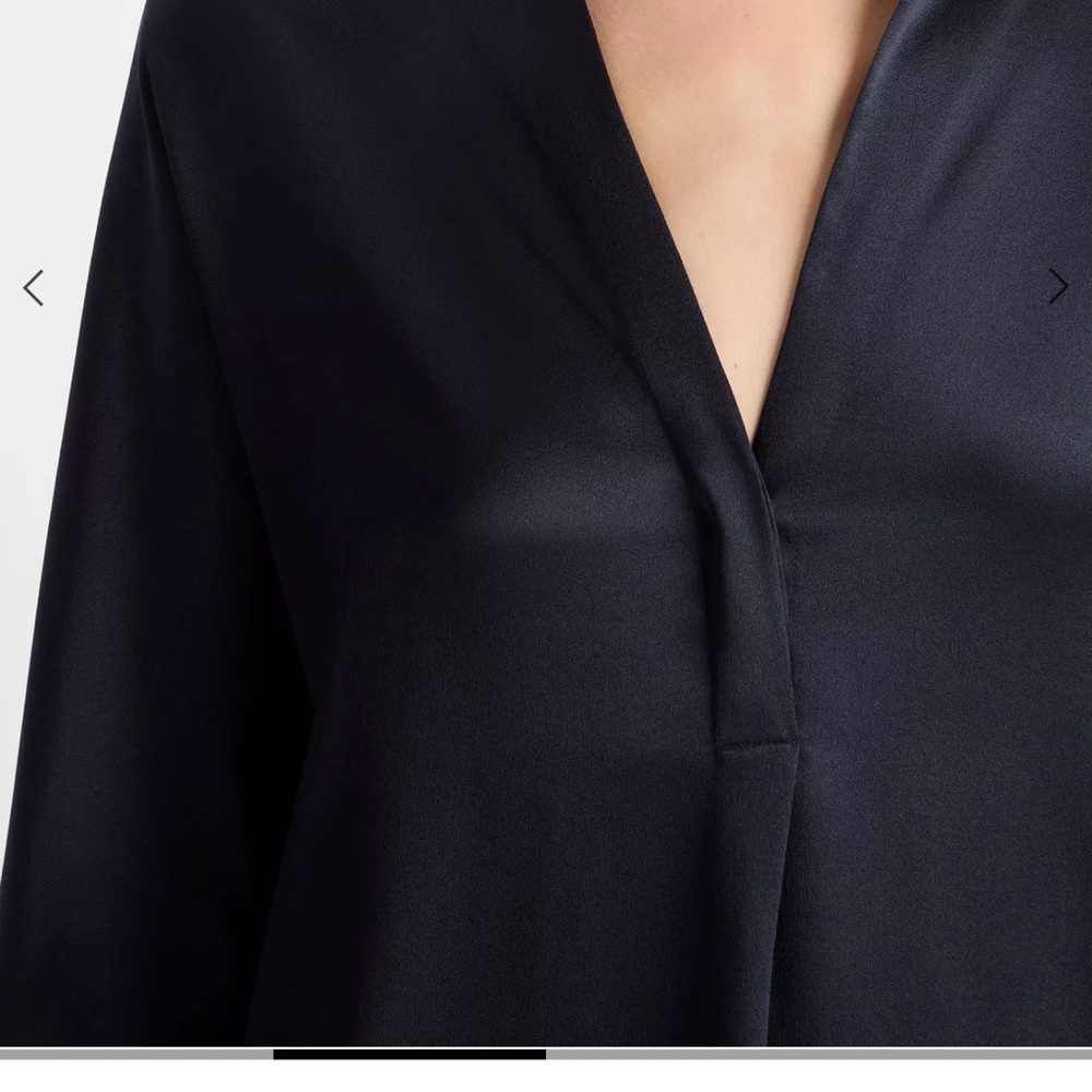 Vince Silk Satin XXL Navy Blouse
